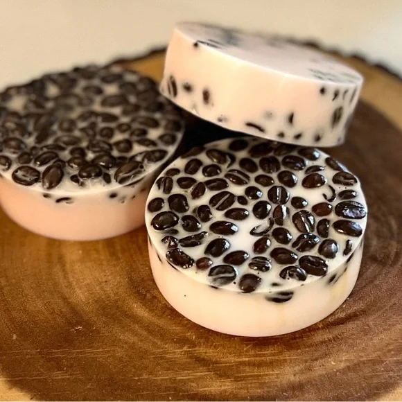 Handcrafted Soap - Maple Almond Fragrance with Whole Coffee Beans - Picture 3 of 5